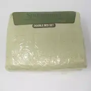 Vtg Wondercale Springmaid Double Full Bed Sheet Set 4 pc Eyelet Beige Off-white