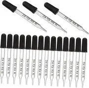 Healeved 30pcs Graduated Droppers Medicine Dropper Eye Glass Pipettes for Essential Oils and Paints