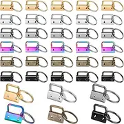 72 Pieces Keychain Fob Hardware Key Fob Hardware Wristlet Hardware Lanyard with Metal Ring for Keychain and Wristlet (Chameleon, Bronze, Silver, Gold, Gray, Black,25 mm)