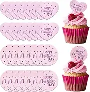 Happy Mother's Day Cupcake Toppers 30Pcs Mothers Day Cake Topper Acrylic Cake Disc Heart Round Shape Mother's Day Cake Picks For Mothers Day Decorations