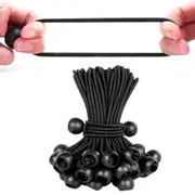 50PCS Ball Bungee Cord Elastic Ball Rope Tie Tarp Canopy Camping Tent Luggage Strap