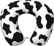 DEXNEL Black And White Cow Print Airplane Travel Pillows, Memory Foam Pillow Suitable For Airplane,Sleeping,Travel