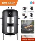 Multi-Functional 17-Inch Charcoal Smoker with Built-in Thermometer for Easy BBQ