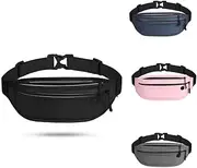 Monehet Waist Bag Belt for Running, Waist Pack for Women and Men,Waterproof Running Belt, Equipped with Reflective Strips and a Earphone Hole for Sports, Jogging, Outdoor Activities (Black)