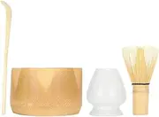 MTSDM 4 Pcs Matcha Whisk Set, Matcha Set Includes Bamboo Matcha Bowl Matcha Whisk Holder Bamboo Matcha Whisk and Bamboo Scoop Bamboo Tea Steeper Matcha Tools for Home Amateurs