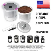 2 Pack Reusable K Cups Coffee Pod Filters 100% Steel for Keurig , Refillable