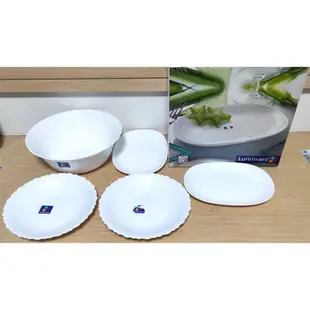 法國 Luminarc 樂美雅 純白五件組強化餐具組 SP-9802 法國製 松子盤/湯碗/圓盤