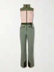 [Moncler Grenoble] Moncler Grenoble - Belted Paneled Quilted Down Ski Suit - Green - x small x small Green