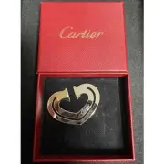 Cartier logo lettering mirror finish heart-shaped metal money clip wallet Silver