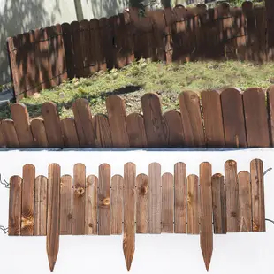 【📜開立發票📜】花園防腐木木柵欄 草坪圍欄 木質戶外綠化帶 籬笆木圍柵欄 碳化木柵欄