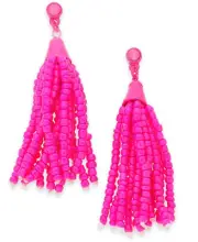 INC International Concepts Pink-Tone Beaded Fringe Drop Earrings Pink NWT! $29.5