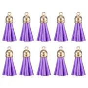 120Pcs Leather Tassel Keychain Charm Bulk with Cap for Jewelry Making, Purple