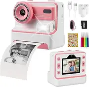 Instant Print Camera for Kids | 1080P HD 48MP Kids Print Camera with 2.4-inch IPS Screen | Instant Camara for Kids Boys Girls Age 3-12, Included 3 Roll Thermal Print Paper, 32GB SD Card