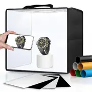 Light Box Photography,Photo Box with 88 High Color Rendering Index LED Lights,6 Color PVC Backdrops,4 Reflection Boards and 1 Diffuser (25x25cm)