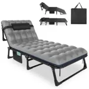SEEUTEK Dgsea 3 in 1 Folding Portable Camping Cot Bed, Adjustable Patio Chaise +