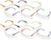 12pak Safety Glasses for Nerf Gun Kids Party - Clear Lens w/Multi-Colored Frames