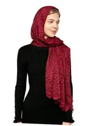 Rectangular Chapel Veil Scarf Catholic Church Veils Mantilla Wrap Burgundy