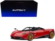 Pagani Huayra Roadster Rosso Monza Red and Carbon with Luggage Set 1/18 Model Ca