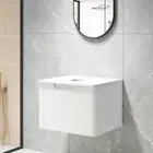 Wall Vanity Unit 61cm Bath Cabinet Soft-closing Drawer White Stone Counter Top