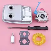 Carburetor Carb Gasket Adjustable Tool, for Husqvarna, 128C 128L 128LDX Exhaust Muffler Fuel Filter Line Trimmer Replace Part Chainsaw Exhaust System