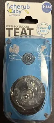 Cherub Baby Wideneck Silicone Teat 2 Pack Medium Flow BRAND NEW Baby NEWBORN