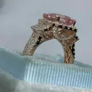 4Ct Cushion Lab-Created Morganite Women's Engagement Ring 14K Rose Gold Plated
