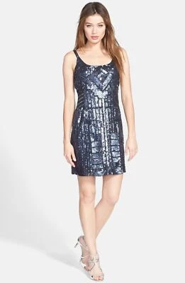 Adrianna Papell Beaded Tank Dress Sz 12 Metallic