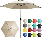 Ayge 7.5FT Large Outdoor Patio Umbrella Market Table Umbrella-UV Resistant, Easy Push Button Tilt and Crank, 6 Sturdy Fiberglass Ribs Heavy-Duty Pool Umbrella for Deck, Backyard,Garden, Yard