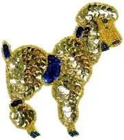 Expo International 4 1/2" x 4" Poodle Sequin Patch Applique, Gold Multi