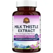 Organic Milk Thistle Antioxidant Support, Detox & Cleansing, 120 Vegan Caps