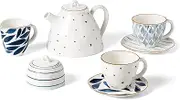 Lenox Blue Bay 9-Piece Tea Set, 5.51, White