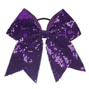 Women Girls Kids Teens Sequins Hair Bows Elastic Hair Tie Ribbon Deep Purple