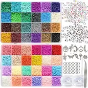 35000pcs 2mm 12/0 Glass Seed Beads for Jewellery Making Supplies Kit Small Bead Craft Set Bracelets Necklace Ring Making Kits Glass Seed Letter Alphabet Beads Charms Pendants DIY Art Craft Kit for Girls