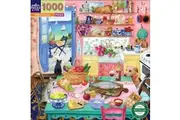 eeBoo: Pink Kitchen - Square Puzzle (1000pc Jigsaw)