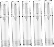 TENOL 5x Airless Cosmetic Pump Bottles Travel Bottles Leakproof Containers Vacuum Lotion Bottles for Hand Liquid Oil, 10ml
