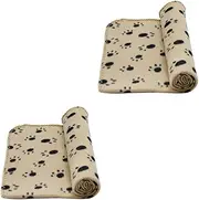 Ipetboom 2pcs Pet Blanket Dog Fleece Throw Soft Mat for Bed Couch Car Seat Protector Beige