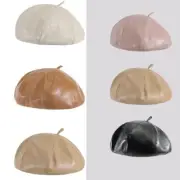 Vintage Hat Fashion PU Painter Hat Women Bonnet Casual Sunproof Hat