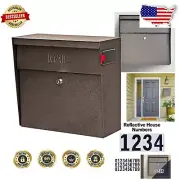 Contemporary Bronze High Capacity Locking Mailbox - Durable Wall-Mount Design