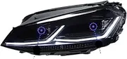 Head Lamp Compatible For VW Golf 7 MK7 LED 2013-2017 Headlight 7.5 GTI Headlights DRL Turn Signal High Beam Angel Eye Projector Lens(BLACK,RHD)