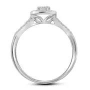 14k White Gold Round Diamond Cluster Bridal Wedding Ring Set 1/3 Cttw