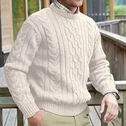 Men's Sweater Pullover Sweater Jumper Dress Sweater Pullover Cable Knit Knitted Plain Crew Neck Keep Warm Casual Daily Wear Vacation Clothing Apparel Fall Win
