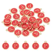 Letter Charm, 30 Pcs Capital Initial Alphabet P Letter Charm for Bracelet, Red