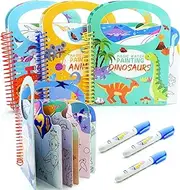Peeokuo 3 Pack Water Coloring Books Sticker Books for Toddlers, Water Painting Book for Toddlers, Paint with Water Books, Sticker Books Toys for 3-5, Travel Toys for Toddlers Kids 3+