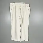 NWT LL Bean Premium Linen Breezy Pull On Pant 20W Coastal Boho Wide Leg Comfort