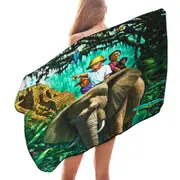 Art Painted Elephant Money and Jungle Kids Microfiber Beach Towel