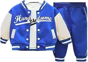 [WIAINIBIBI] Autumn long-sleeved coat set of three, baby spring clothes, trend baseball suit, children's wear. (blue, 4-5Y), Blue