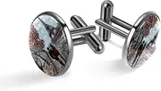 [Generic] Men's Cufflinks, Paris Eiffel Tower in Fall oil painting Cuff Links for Men, Classic Cufflinks Black for Suit Shirt Wedding Business Birthday Jewelry Gift