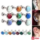 1Pair Opal Ear Stud Ring Piercing Tragus Helix Lip Surgical Steel Body Jewellery