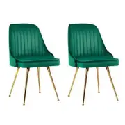 Artiss Dining Chairs Set of 2 Velvet Channel Tufted Green