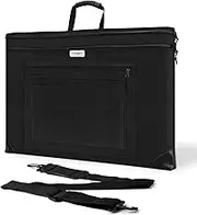 JusArt Art Portfolio Bag, 24x36 Light Weight Portfolio Folder Case with Adjustable Shoulder Strap, Leather Corners, Waterproof Carrying Storage Case for Artwork, Poster, Sketching, Drawing ﻿